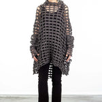 Rundholz DIP Damen Netz Pullover Oversized grau cedar