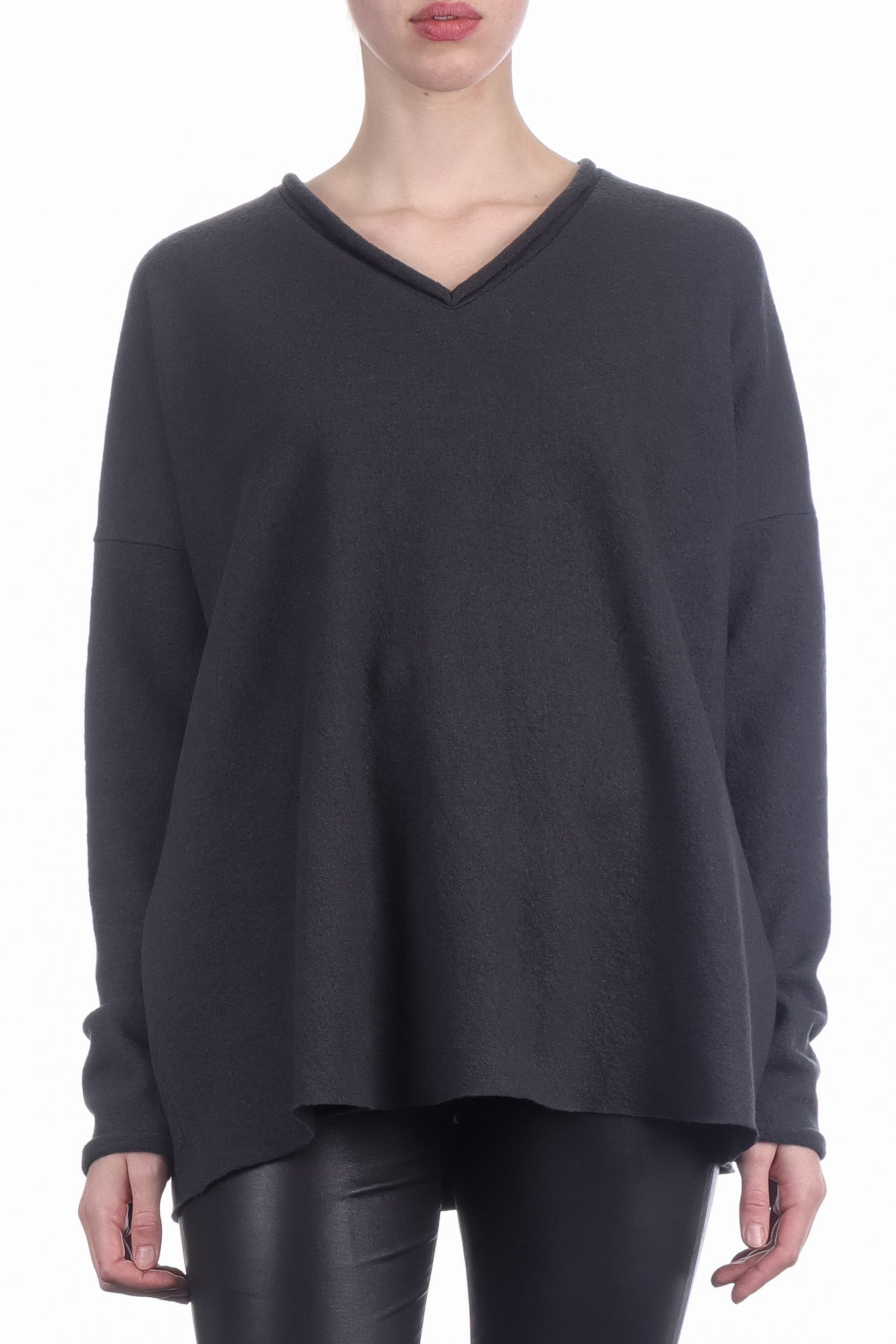 Katharina Hovman Damen V-Pullover oversized grau