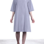 Katharina Hovman Damen Taft Kleid A-Linie ausgestellter Kragen platin grau
