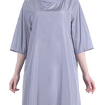 Katharina Hovman Damen Taft Kleid A-Linie ausgestellter Kragen platin grau