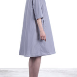 Katharina Hovman Damen Taft Kleid A-Linie ausgestellter Kragen platin grau