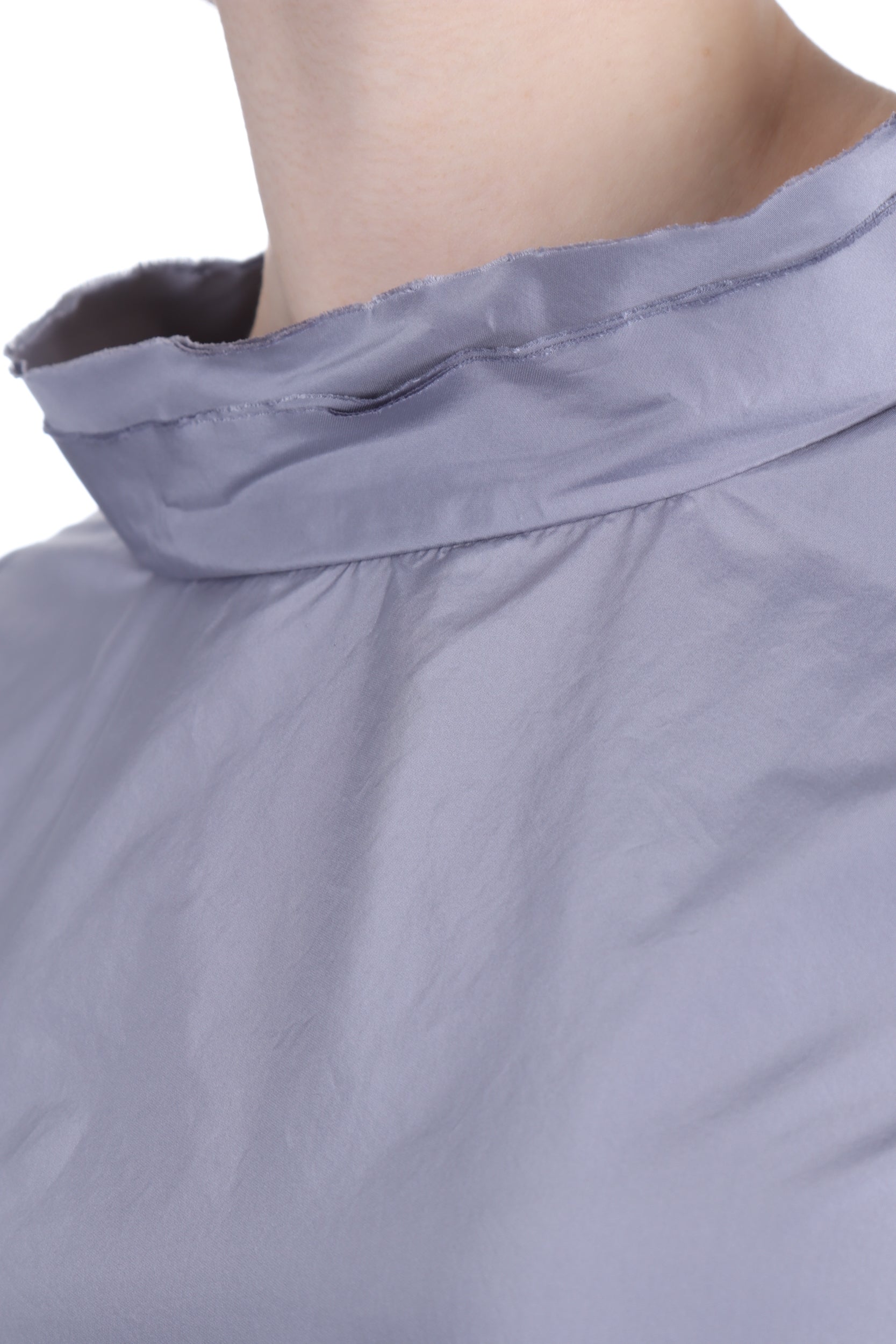 Katharina Hovman Damen Taft Kleid A-Linie ausgestellter Kragen platin grau