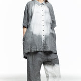 Rundholz Damen Oversized Bluse Print grau weiß