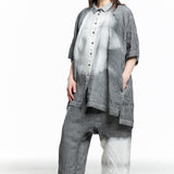 Rundholz Damen Oversized Bluse Print grau weiß