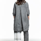 Rundholz Damen Oversized Bluse Print grau weiß
