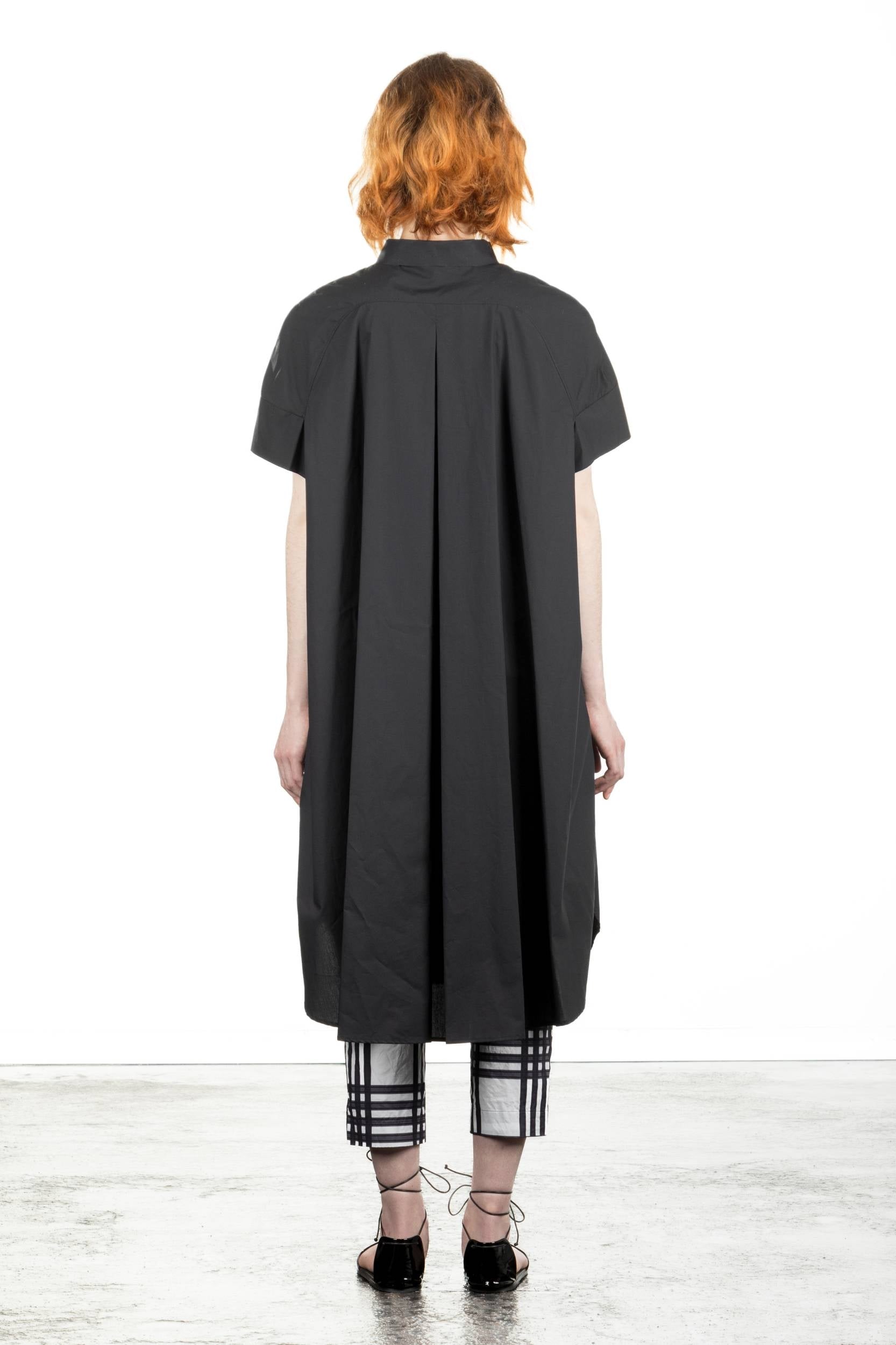 Rundholz Damen Hemd-Kleid Oversized mit Kragen schwarz