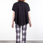 Rundholz Damen Bluse Kurzarm ausgestellt schwarz