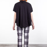 Rundholz Damen Bluse Kurzarm ausgestellt schwarz