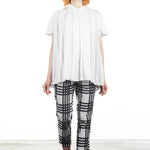 Rundholz Damen Bluse Kurzarm oversized weiß