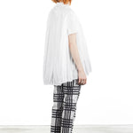 Rundholz Damen Bluse Kurzarm oversized weiß