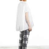 Rundholz Damen Bluse Kurzarm oversized weiß