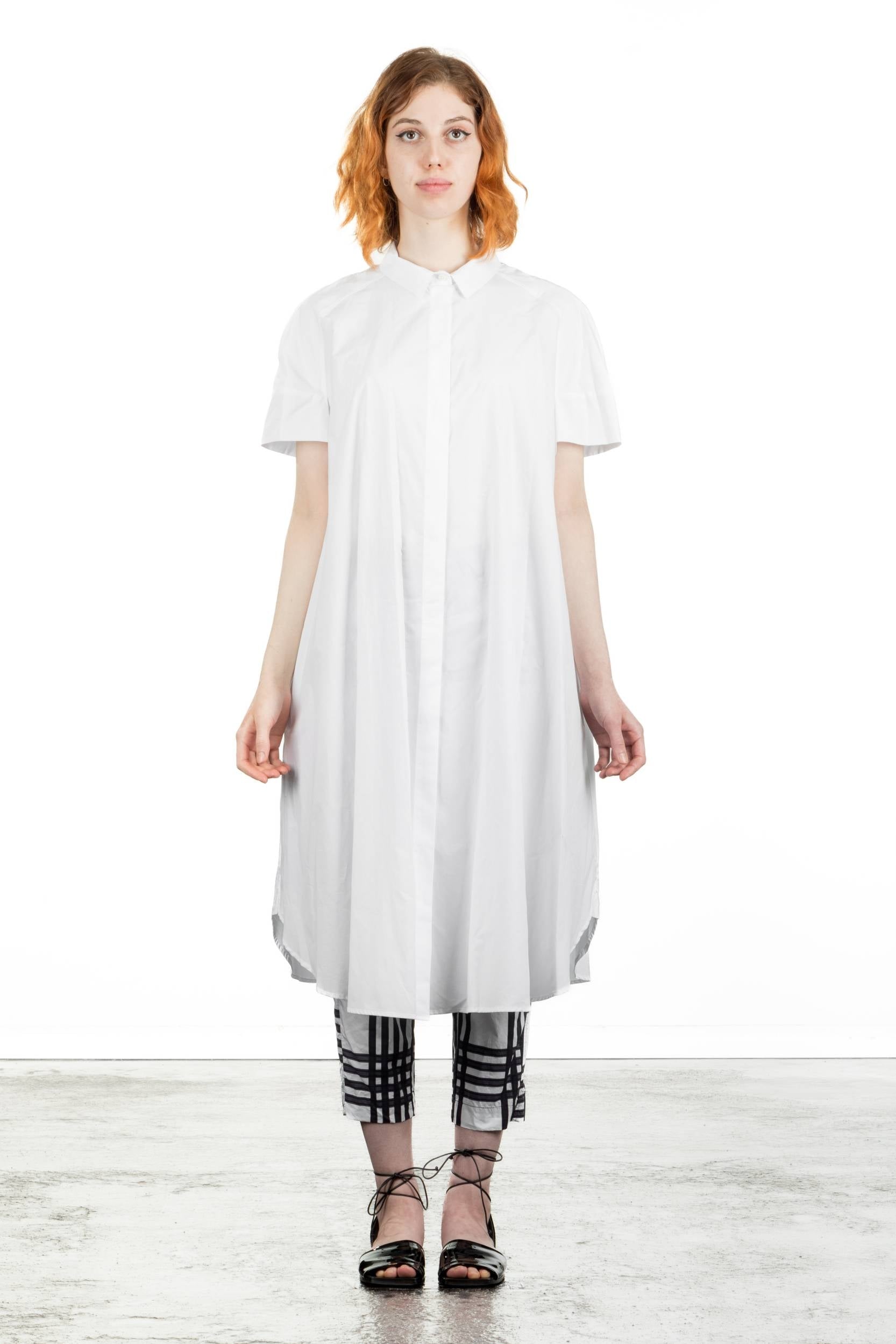 Rundholz Damen Hemd-Kleid Oversized mit Kragen weiß