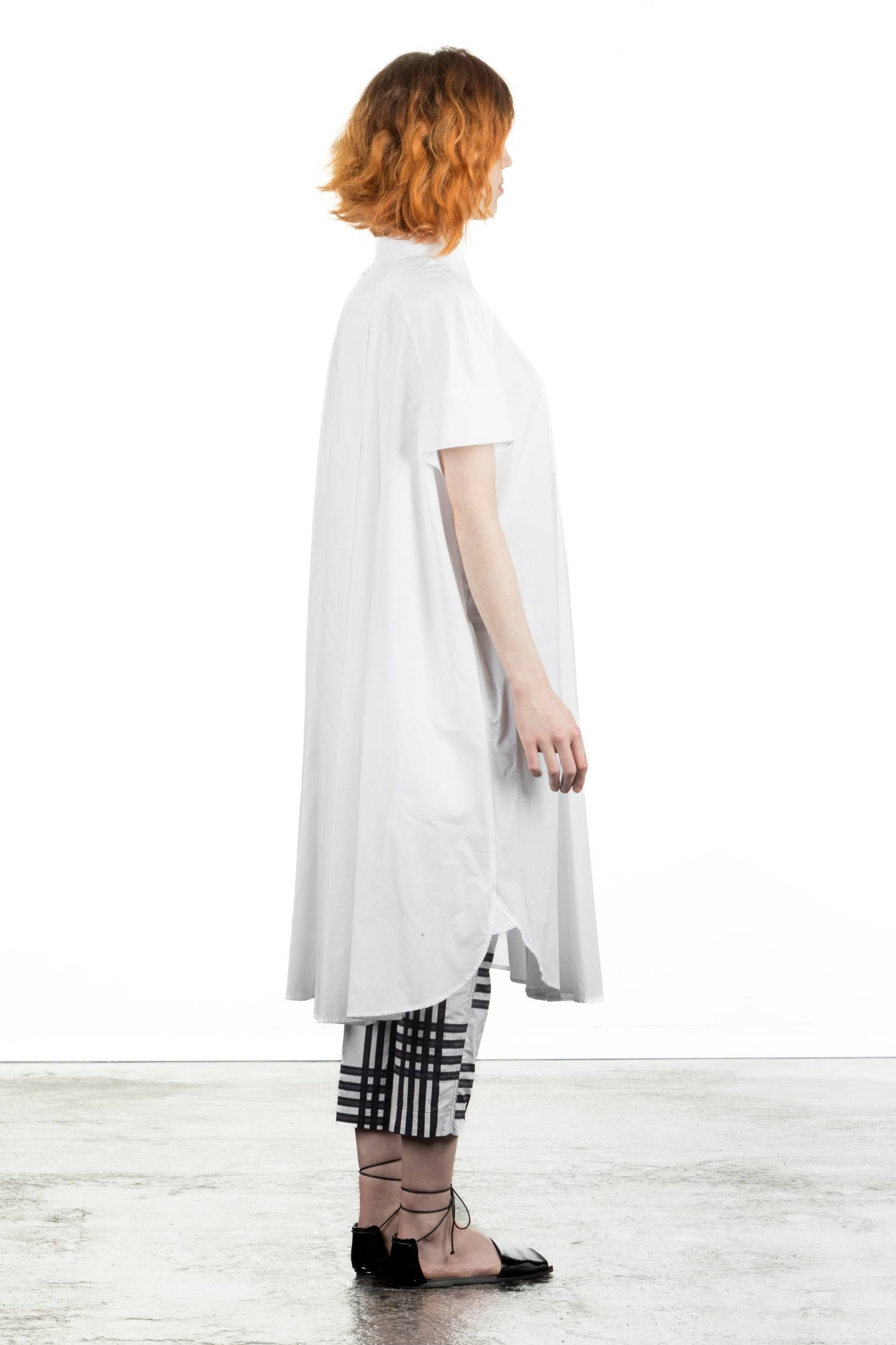 Rundholz Damen Hemd-Kleid Oversized mit Kragen weiß