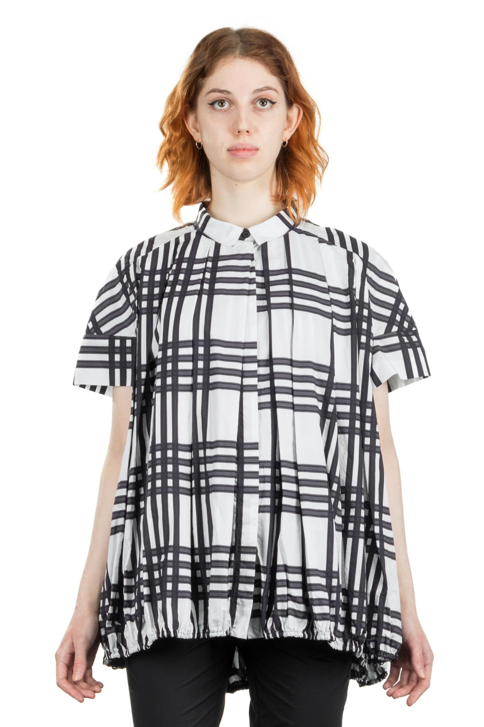 Rundholz Damen Bluse Kurzarm oversized schwarz/weiß