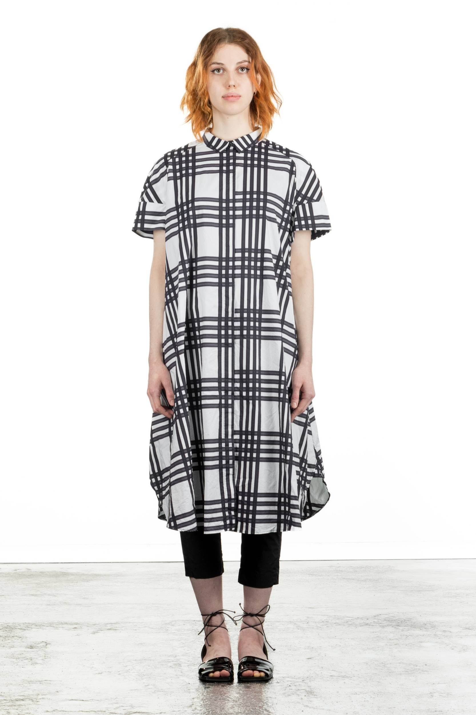 Rundholz Damen Blusen-Kleid Print Quetsche Check