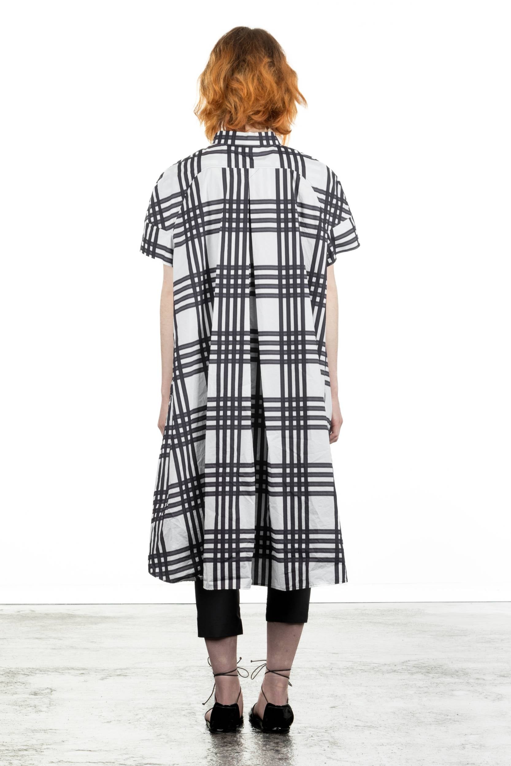 Rundholz Damen Blusen-Kleid Print Quetsche Check