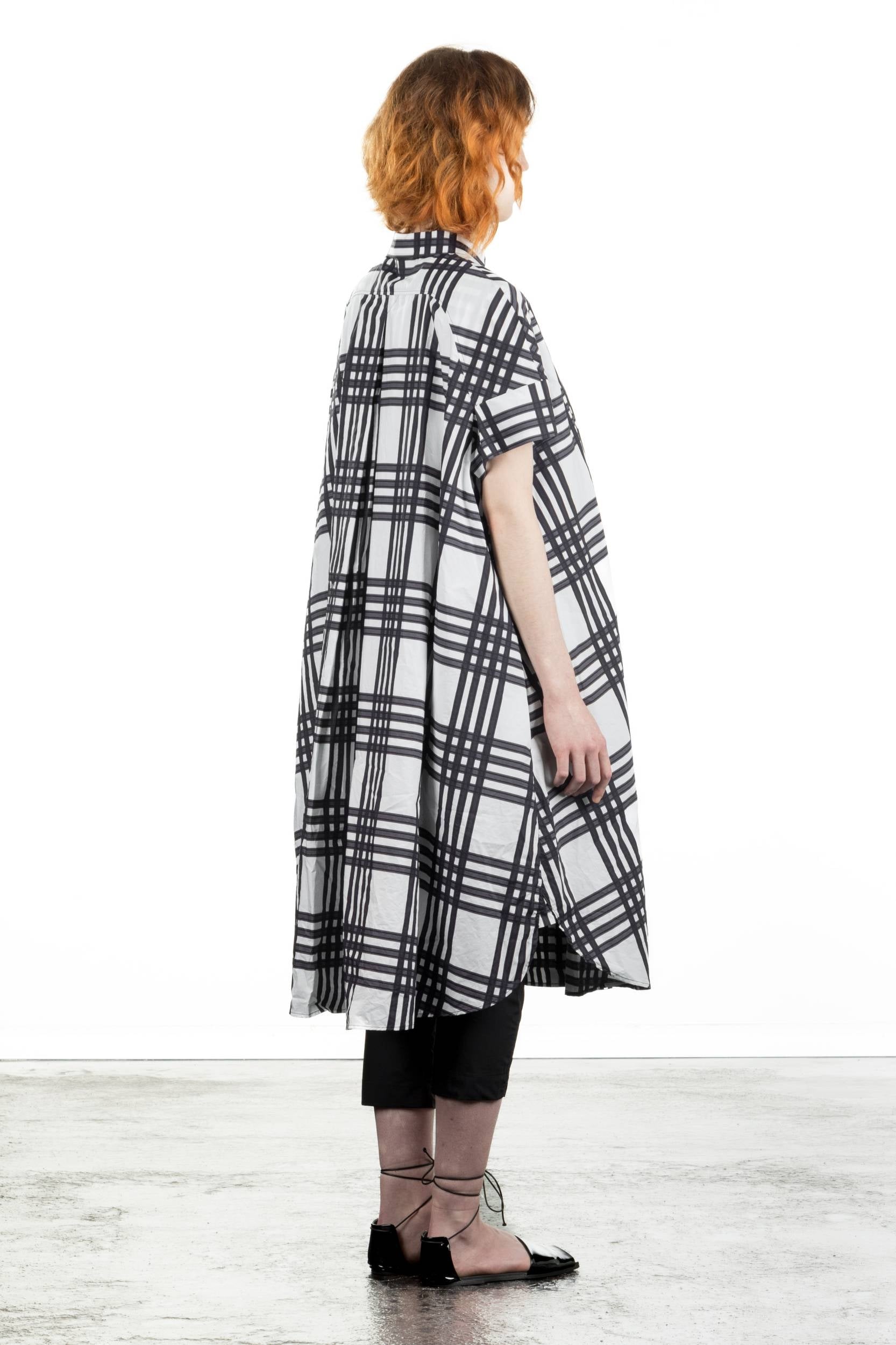 Rundholz Damen Blusen-Kleid Print Quetsche Check