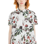 Rundholz Damen Bluse Kurzarm ausgestellt fraise print