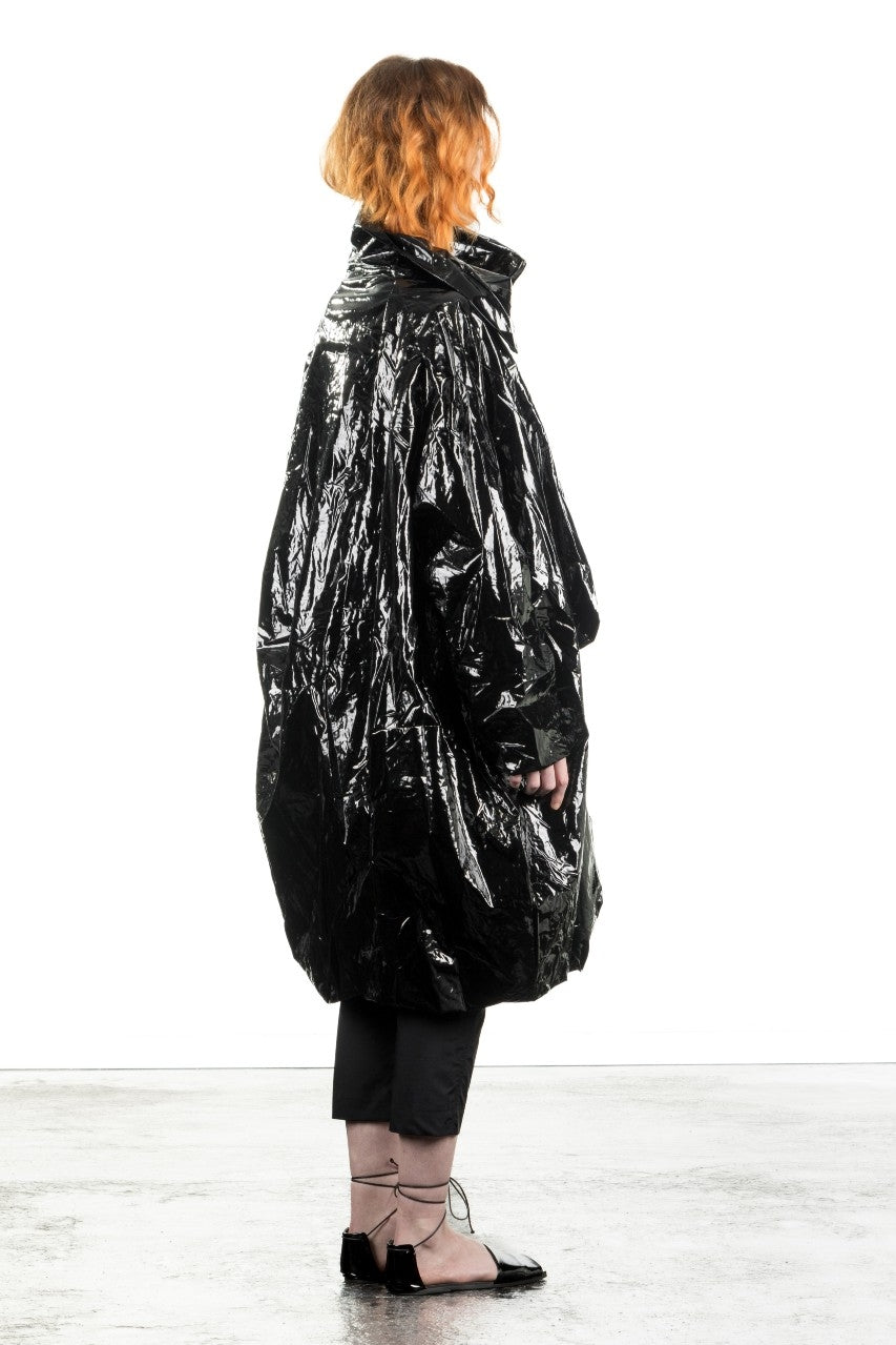 Rundholz Damen Lack Mantel Oversized schwarz