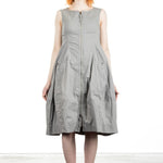Rundholz Dip Damen Kleid mit ausgestelltem Rock grau
