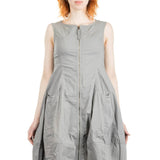 Rundholz Dip Damen Kleid mit ausgestelltem Rock grau