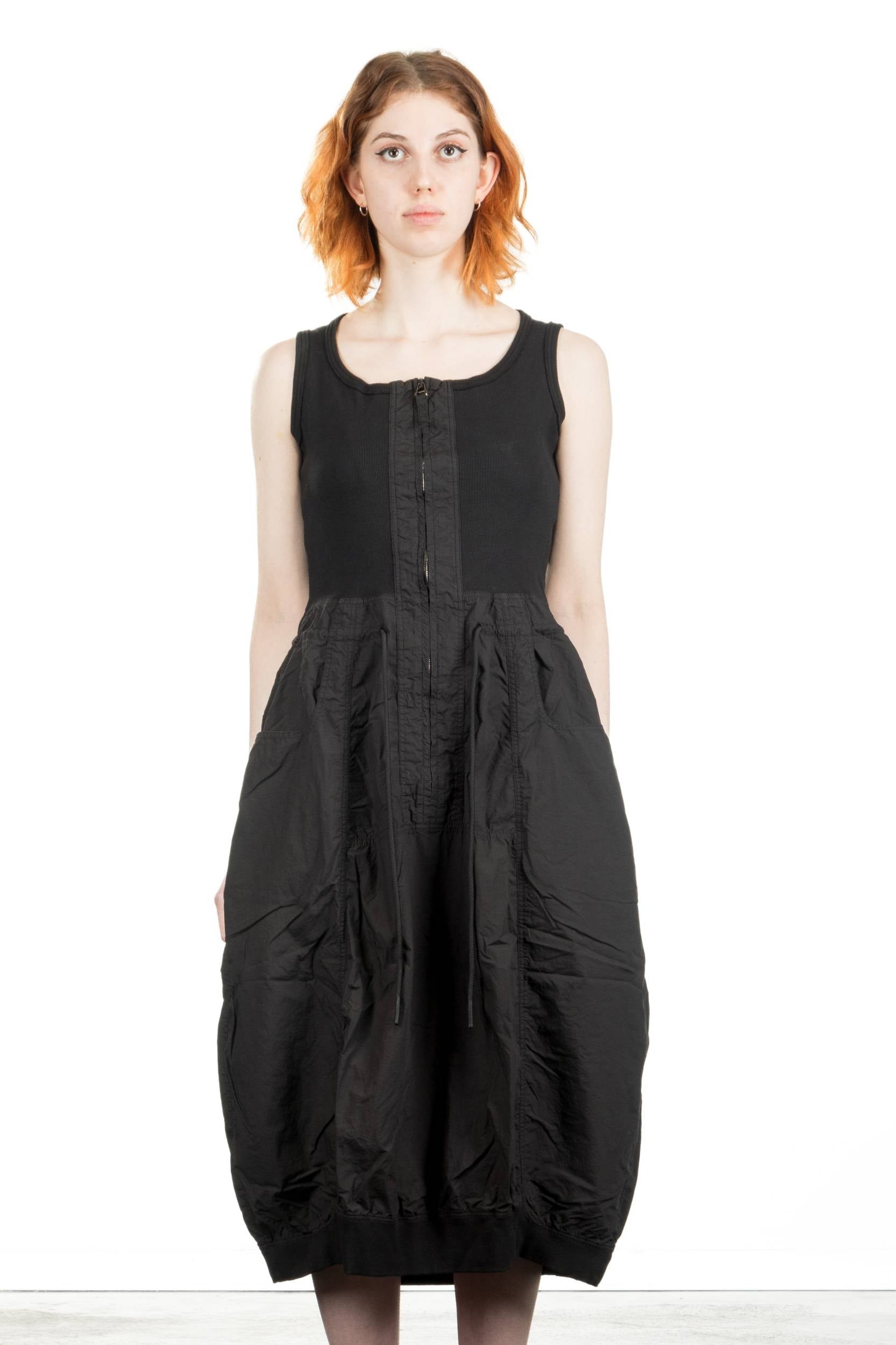 Rundholz Dip Damen Midikleid mit Ballonrock schwarz