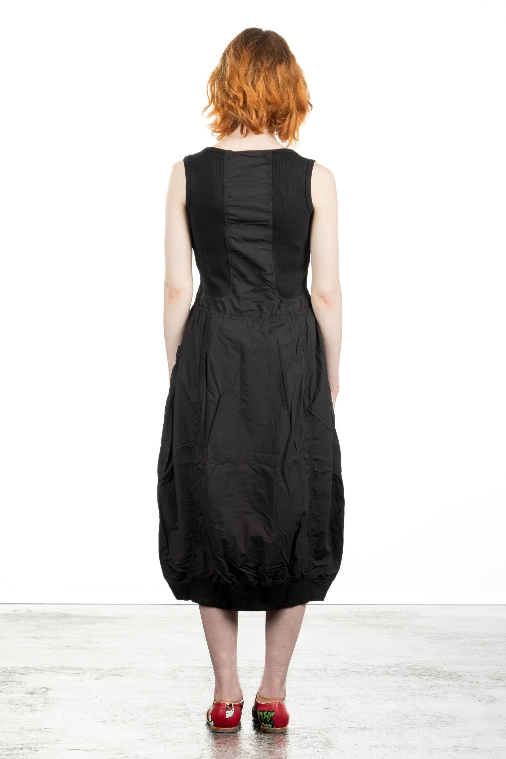 Rundholz Dip Damen Midikleid mit Ballonrock schwarz