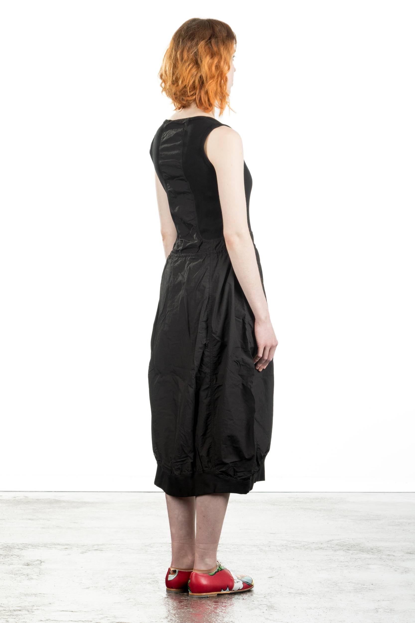 Rundholz Dip Damen Midikleid mit Ballonrock schwarz