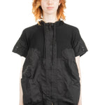 Rundholz Dip Damen Jacke mit Kapuze kurzarm oversized schwarz