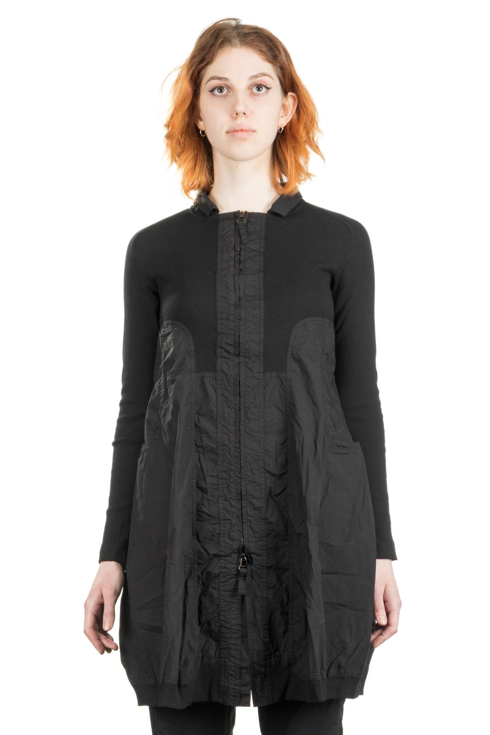 Rundholz DIP Damen tulpiger Mantel kurz schwarz