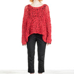 Rundholz Damen Handgestrickter Pullover oversized rot