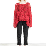 Rundholz Damen Handgestrickter Pullover oversized rot