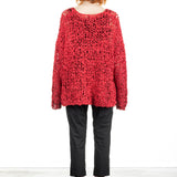 Rundholz Damen Handgestrickter Pullover oversized rot