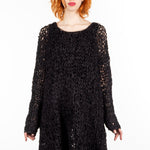 Rundholz Damen Hand-Strick Tunika schwarz