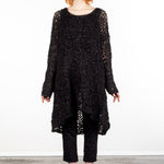 Rundholz Damen Hand-Strick Tunika schwarz