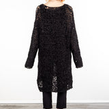 Rundholz Damen Hand-Strick Tunika schwarz