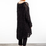 Rundholz Damen Hand-Strick Tunika schwarz