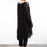 Rundholz Damen Hand-Strick Tunika schwarz