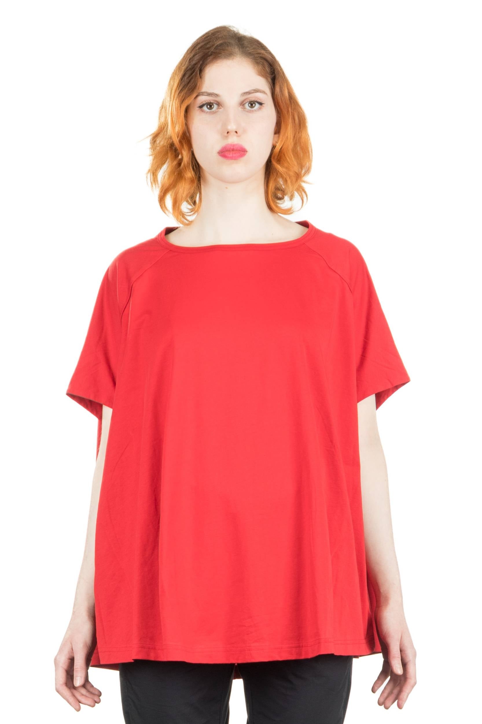 Rundholz Damen Kurzarm Shirt Oversized rot