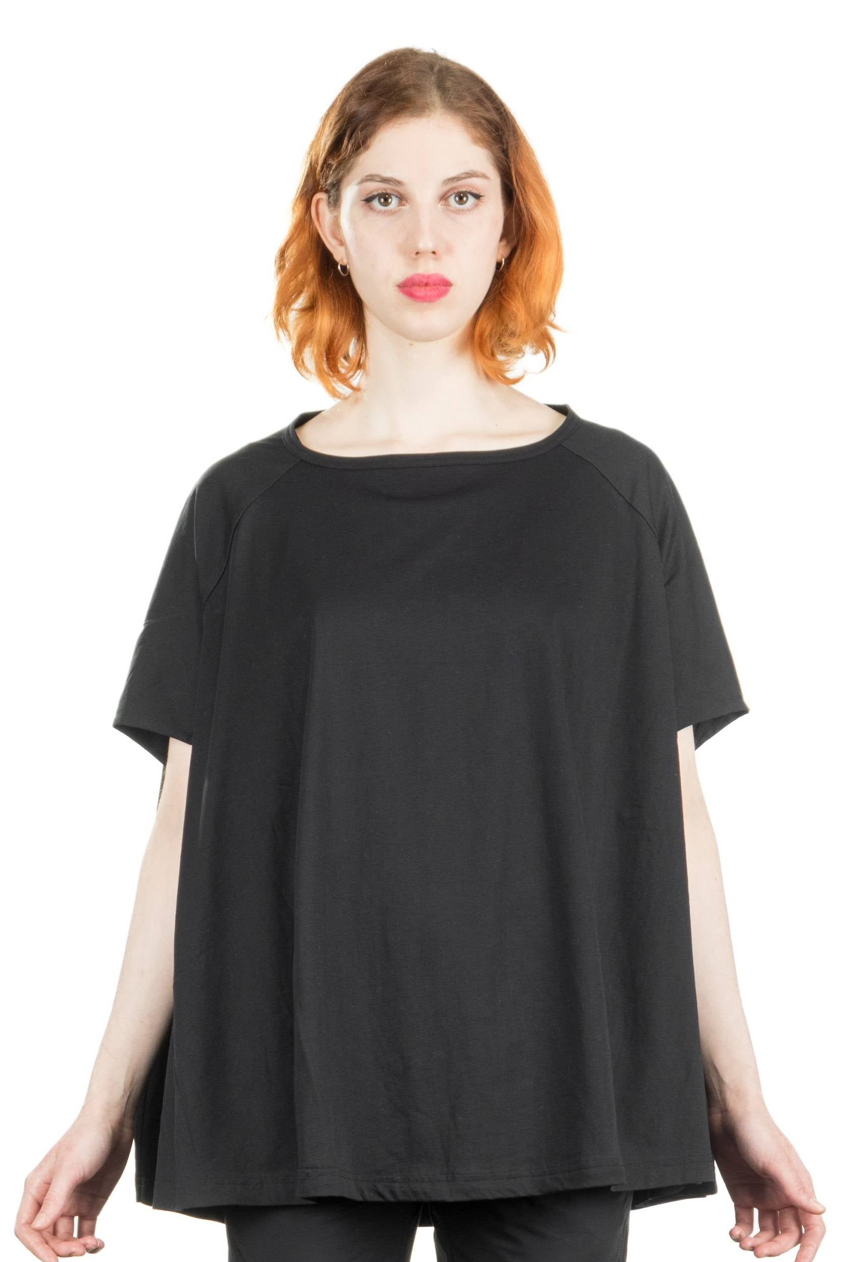 Rundholz Damen Kurzarm Shirt Oversized schwarz