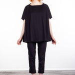 Rundholz Damen Kurzarm Shirt Oversized schwarz
