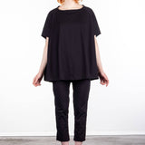 Rundholz Damen Kurzarm Shirt Oversized schwarz