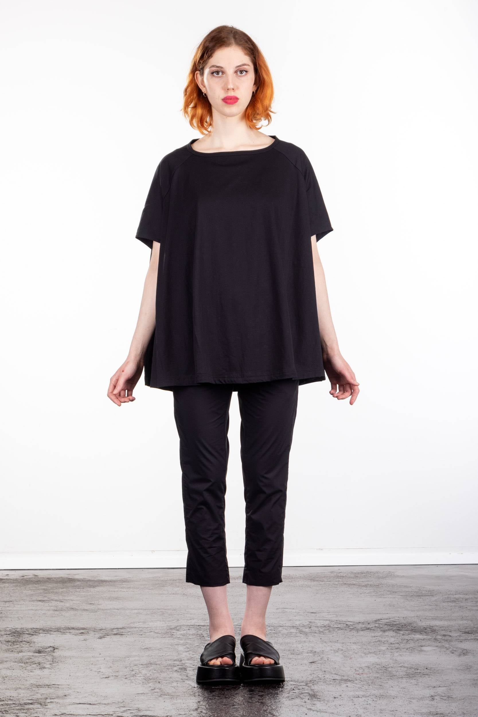 Rundholz Damen Kurzarm Shirt Oversized schwarz