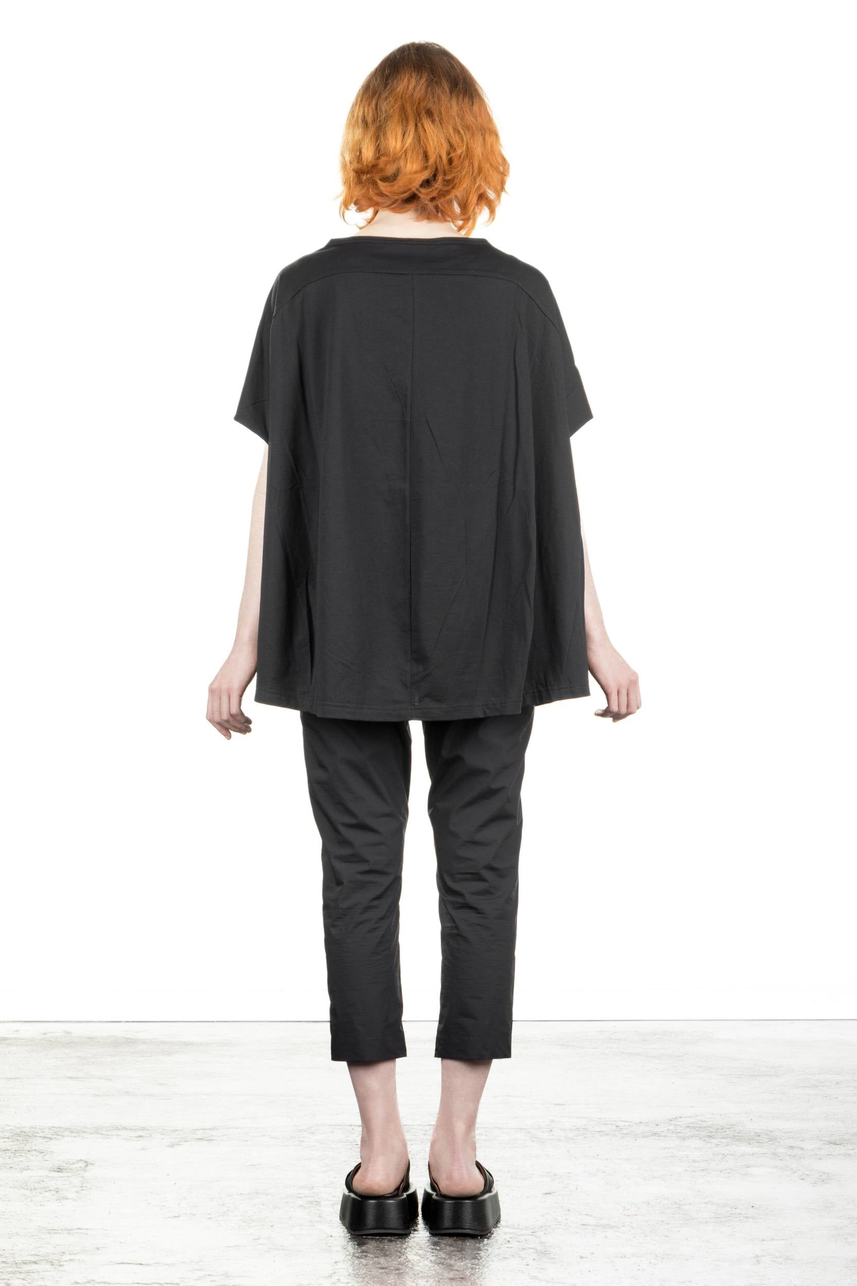 Rundholz Damen Kurzarm Shirt Oversized schwarz