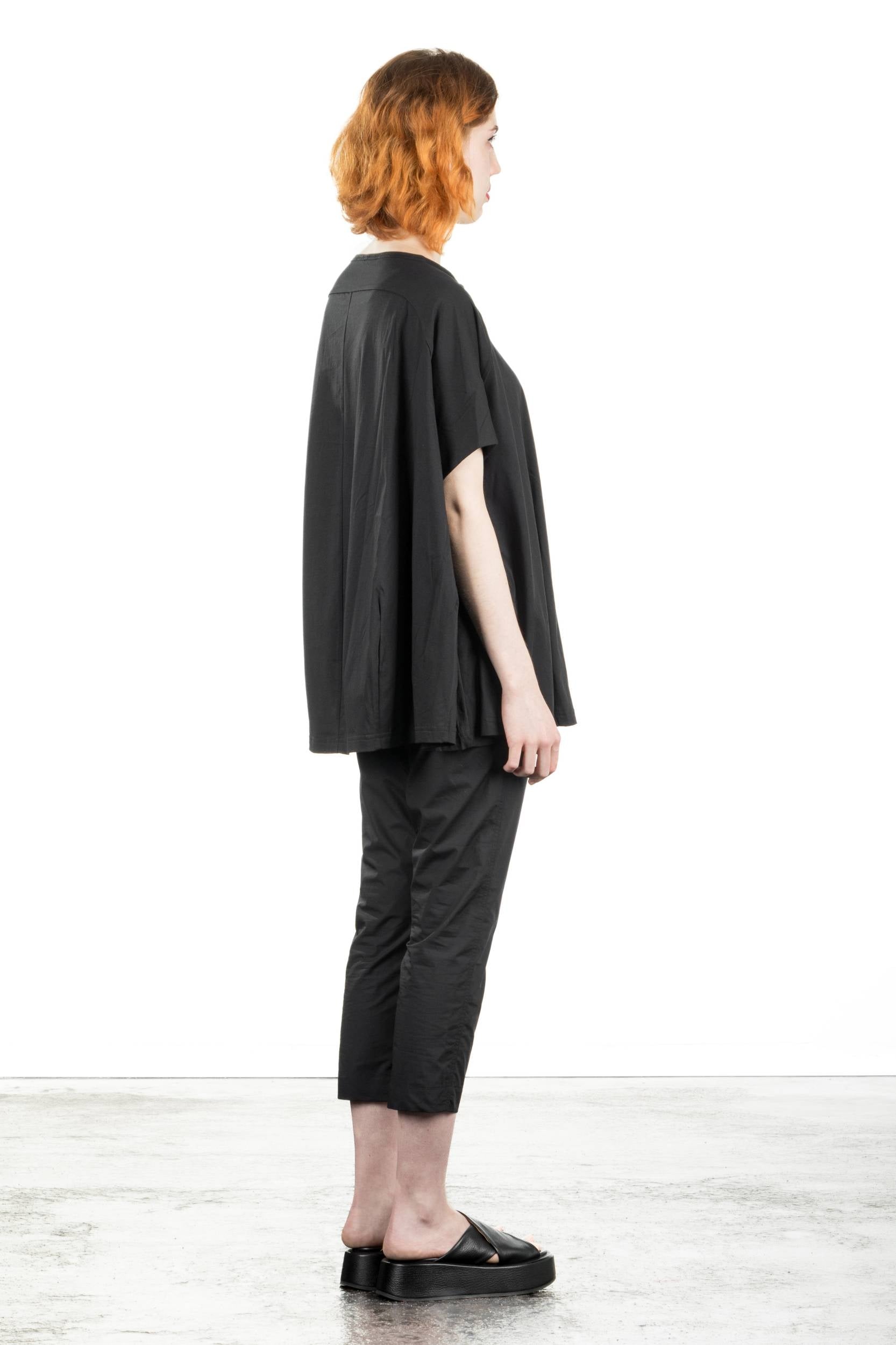 Rundholz Damen Kurzarm Shirt Oversized schwarz