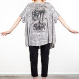 Rundholz Damen Kurzarm Shirt Oversize haricot print