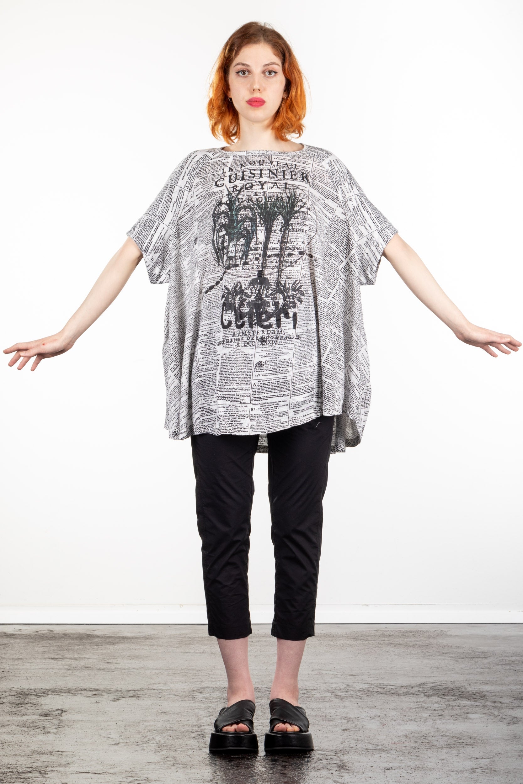 Rundholz Damen Kurzarm Shirt Oversize haricot print
