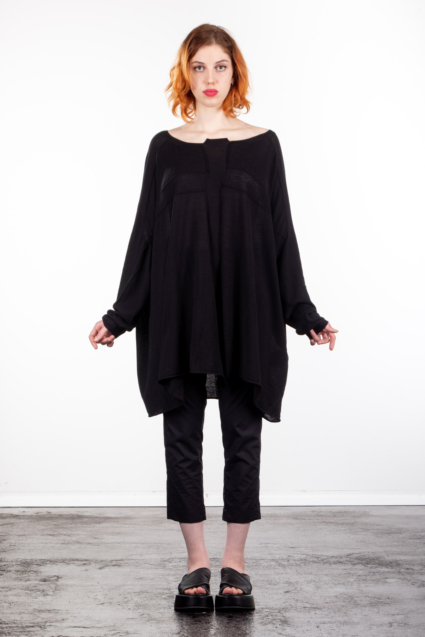 Rundholz Damen Strick Tunika oversized schwarz