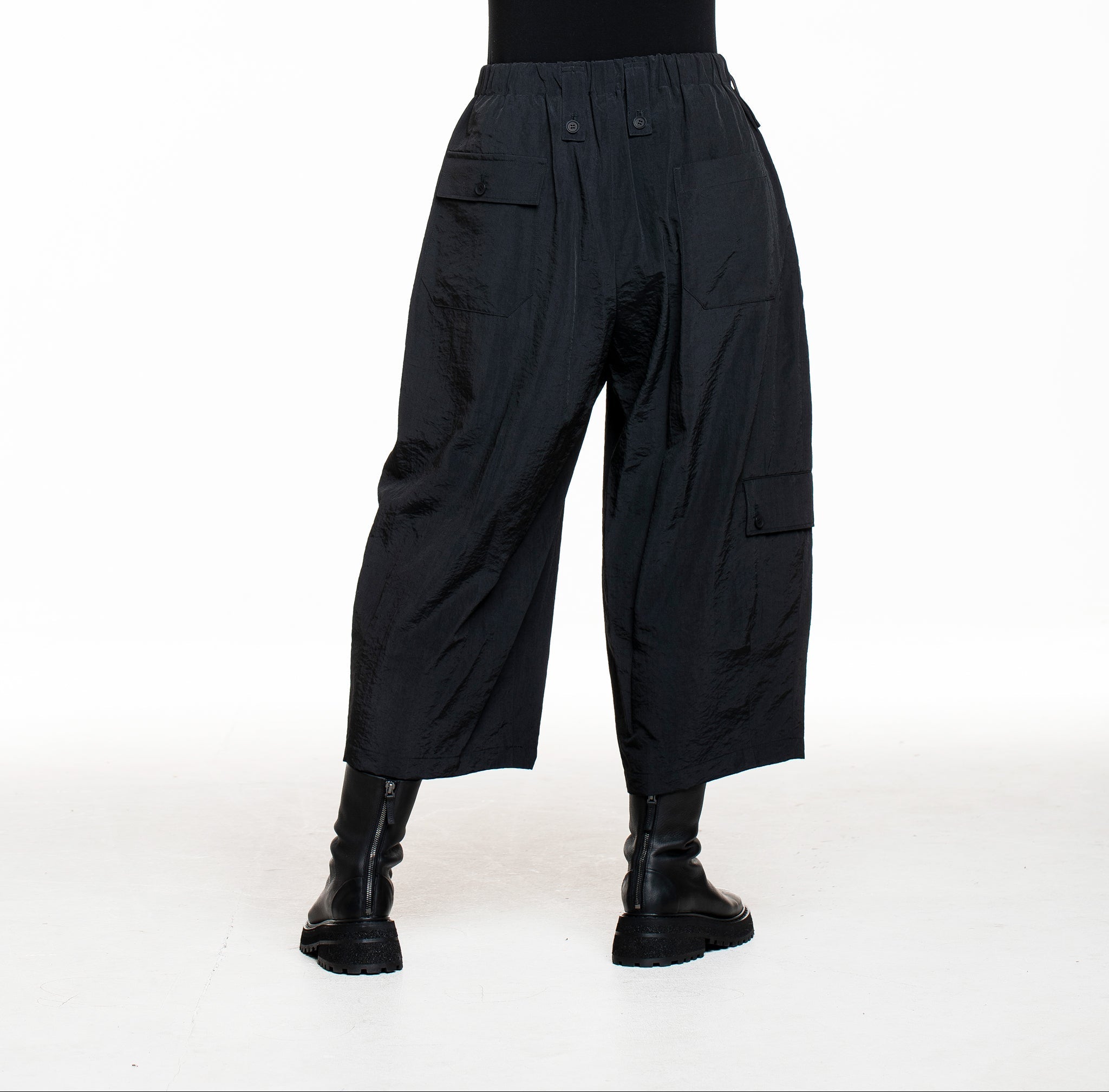 Yohji Yamamoto Hose weit schwarz – Rückansicht