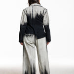 Yohji Yamamoto Jacke im Motorrad‑Stil grau‑schwarz – Rückenansicht